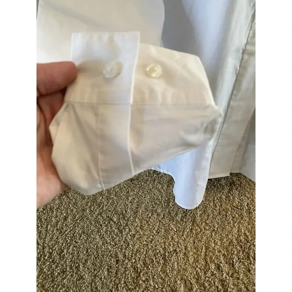 Orvis Vintage Womens Size 20 XL White Christmas Cotton Shirt Blouse Poinsettia - Picture 6 of 10